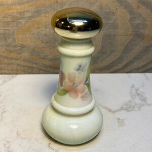 Milk Glass Perfume Bottle Hand Painted Flower Fair Avon Cologne Bottle - Empty